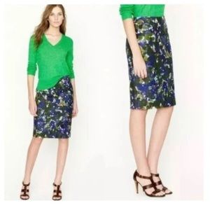 J. Crew No. 2 Pencil Skirt Floral Watercolor size 4